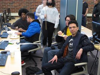 Students sitting at computers 
