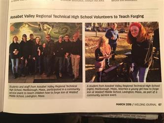 A photo of a newspaper article featuring Assabet students